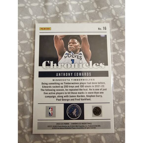 Anthony Edwards 2022-23 Panini Chronicles #16 - Minnesota Timberwolves - Picture 2 of 2